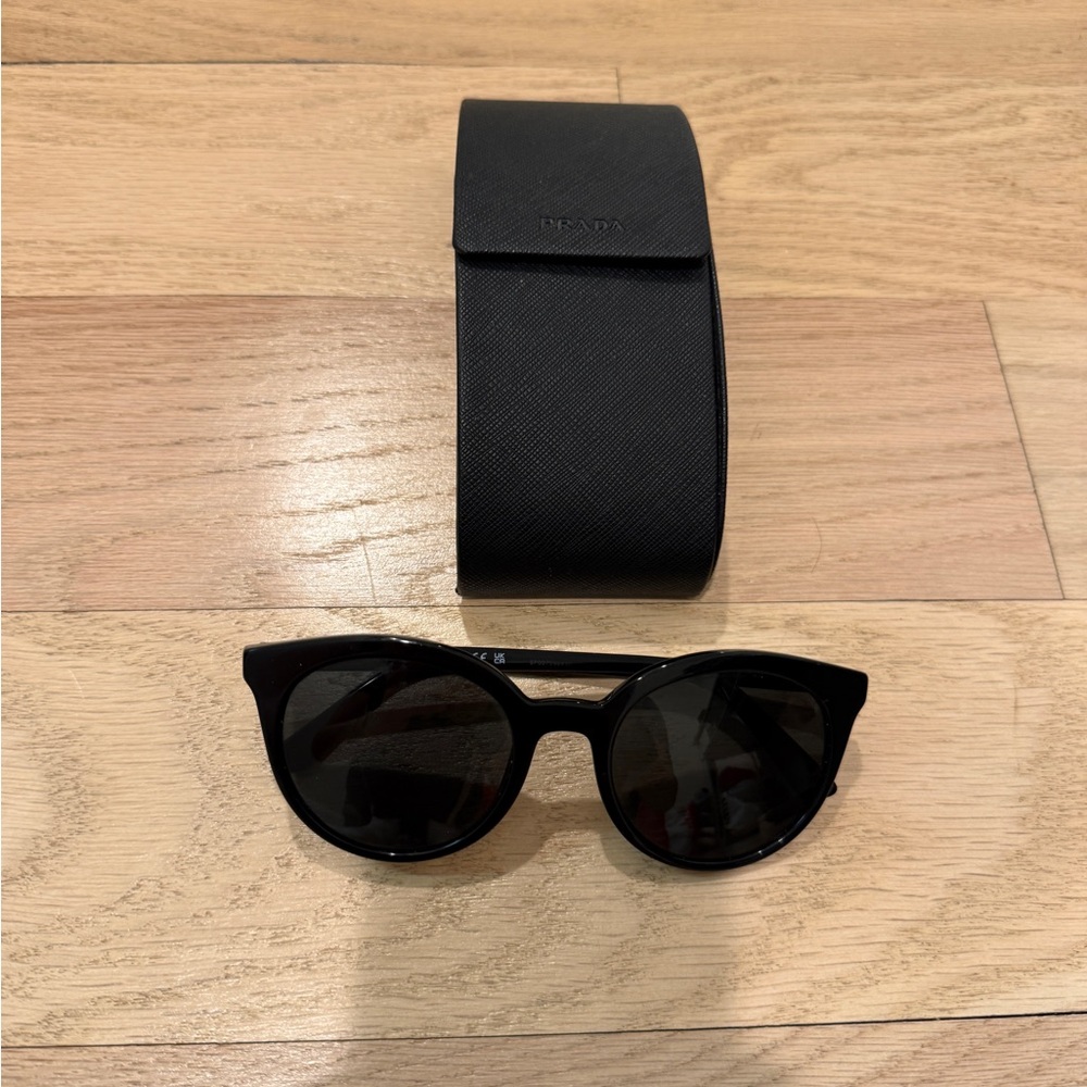 Prada Black Round Sunglasses with Dark Gray Lenses - Picture 2 of 6